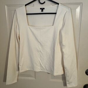 Express Cream Square Neck Long Sleeve Top
